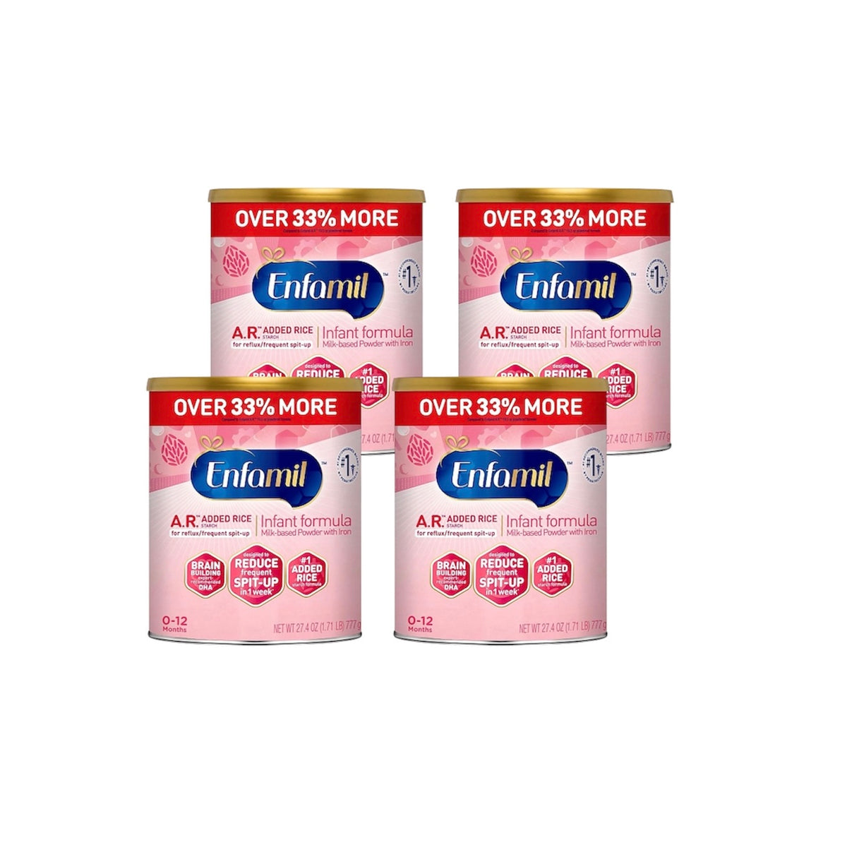 Added Rice Baby Formula Enfamil A.R. Added Rice Infant Formula – 4 Cans – 27.4 oz – Tiny Taste Budz