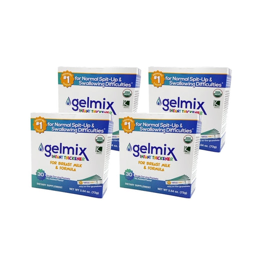 Gelmix Infant Thickener For Breast Milk & Formula Box of 30 Sticks- 4 Pack - 2.54 oz